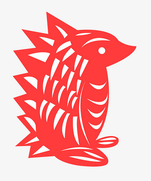 手绘刺猬剪纸插画