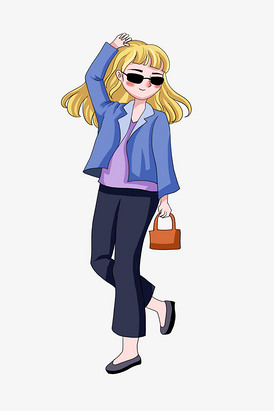 卡通人物小清新可爱手绘时尚小女孩