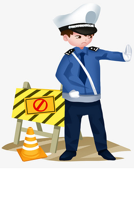 手绘交警执勤插画