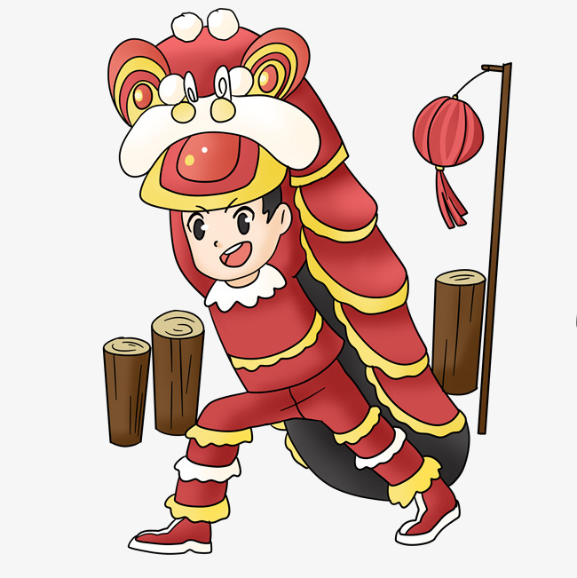 设计元素 人物形象 动漫人物 > 新年舞狮子的小男孩  图片编号