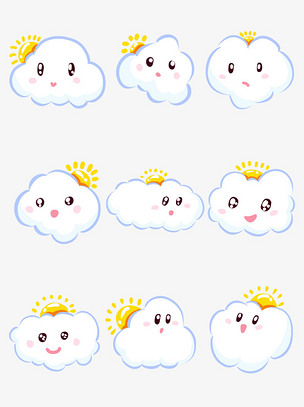 卡通简笔画白云手绘可爱卡通云朵