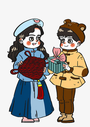 元旦家人之间互送礼物卡通人物