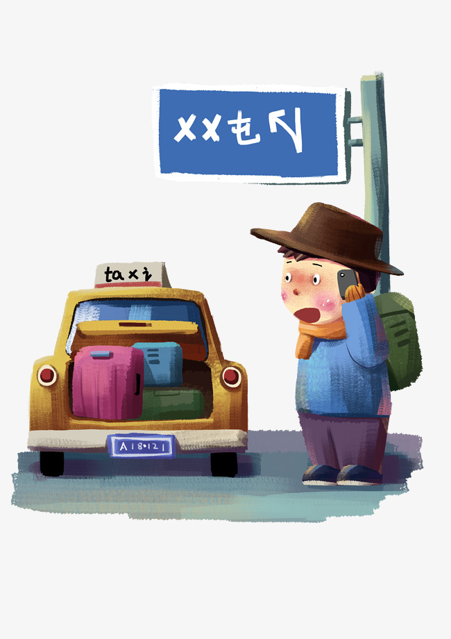 春运打出租车的小男孩