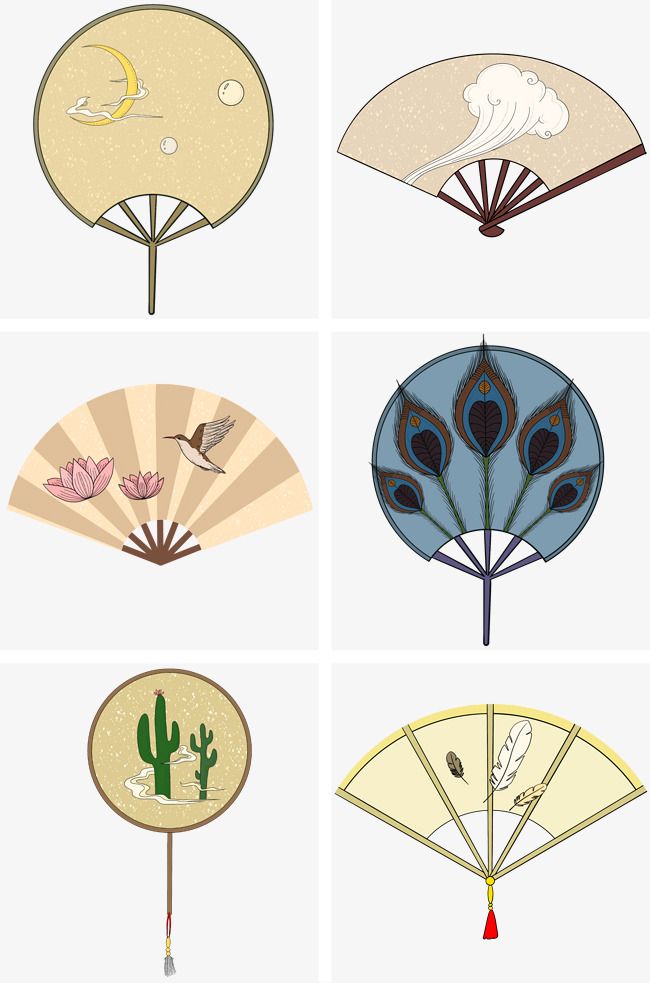中国传统扇子中国风手绘插画