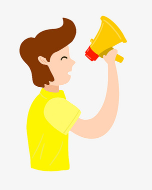 矢量图水彩卡通拿喇叭的人