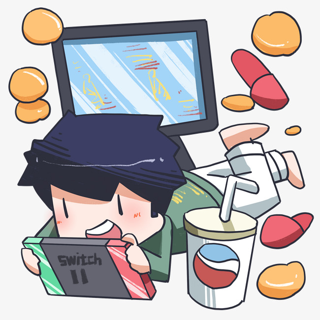 宅生活打游戏的小男孩图片素材(其他格式)下载_动漫人物大全-我图网