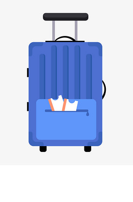 卡通蓝色拉杆箱插画