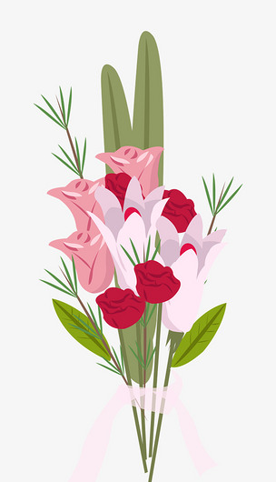 手绘玫瑰花束插画