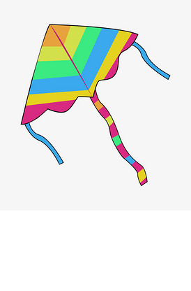 手绘彩色的风筝插画