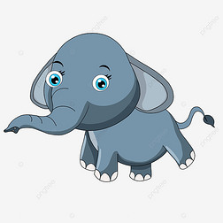 大象剪贴画免抠元素|手绘卡通大象灰色剪贴画