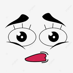 特别惊讶的表情免抠元素|黑色线描惊讶的卡通手绘表情包