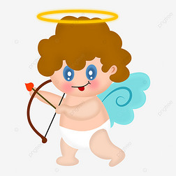 拿着弓箭的蓝眼卷发丘比特