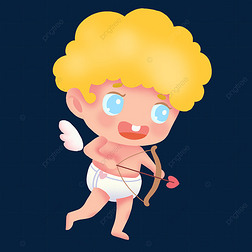 拿着弓箭的卷发蓝眼丘比特