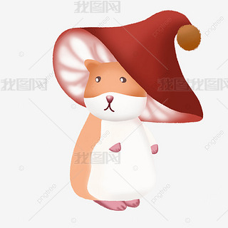 红色帽子的仓鼠剪贴画