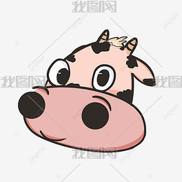 侧脸抿嘴可爱牛脸剪贴画