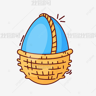 卡通装饰乌龟蛋免抠元素|藤蔓篮子装饰水彩复活节卡通彩色蛋