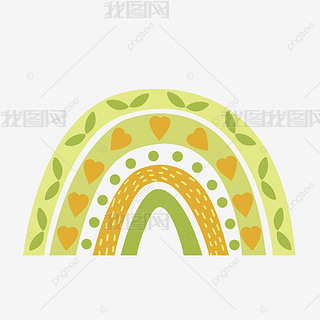 半圆图形设计免抠元素|绿色树枝半圆图形
