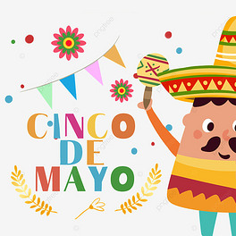 cinco de mayo cartoon character with mexican hat