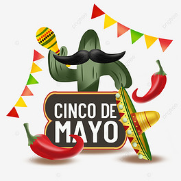 cinco de mayo flag and pepper cactus