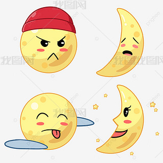 红色圆月亮卡通专题模板
