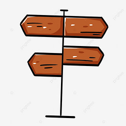 棕色手绘卡通指路牌