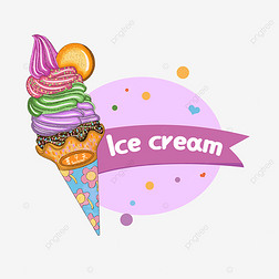 紫色夏季冰淇淋标签