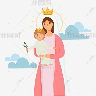 圣卡门抱着一个孩子圣女德卡门