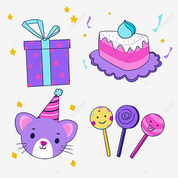 生日派对中的蓝紫色生日物件