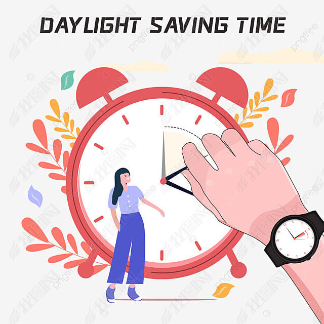 daylight saving time watch hand girl flowers and cloud