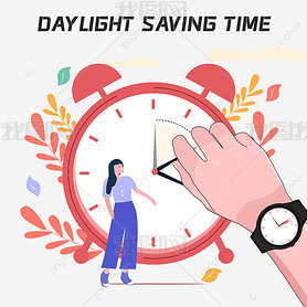 daylight saving time watch hand girl flowers and cloud