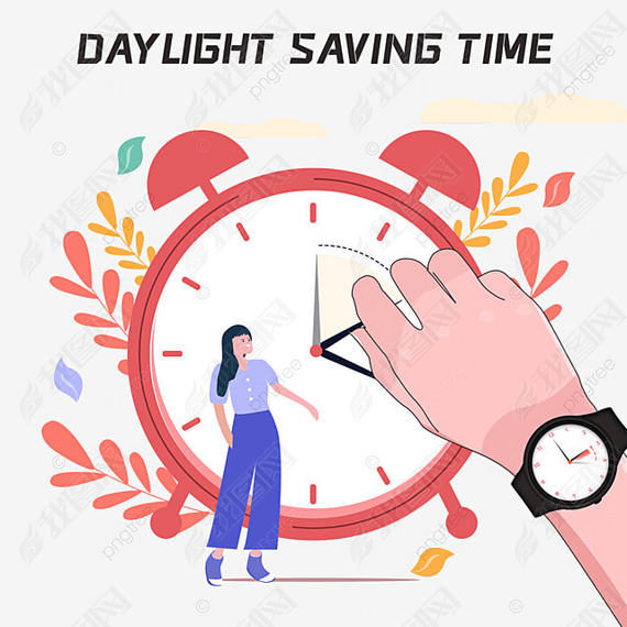 daylight saving time watch hand girl flowers and cloud