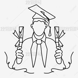 双举的博士抽象线条画毕业生