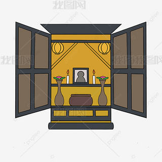 卡通日本佛坛祭祀插图