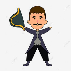 军人人物免抠元素|摘了帽子的法国军人人物卡通形象