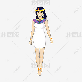 埃及皇后卡通白色衣服