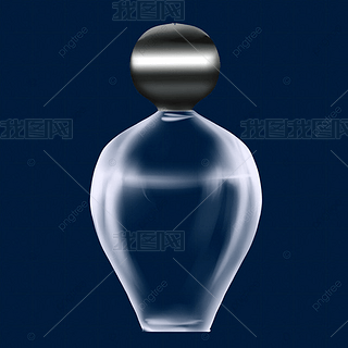 黑色瓶盖的玻璃香水瓶
