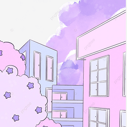 紫色楼房漫画房屋