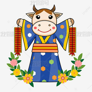 拿鞭炮的农历新年牛