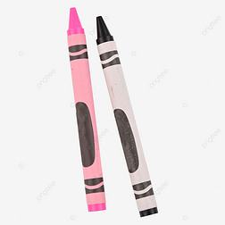 粉色蜡笔和黑色蜡笔