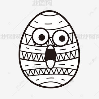 惊讶复活节鸡蛋剪贴画黑白
