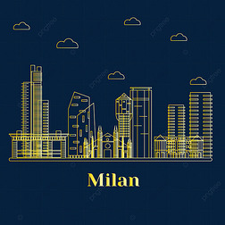 艺术建筑城市免抠元素|现代化建筑金色城市线条艺术