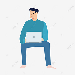男人坐着办公电脑