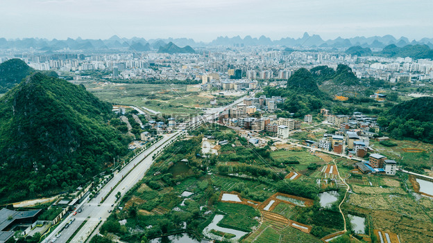 航拍城市郊区郊外城市发展