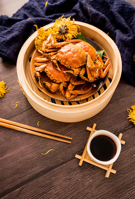 秋季菊花大闸蟹-摄影图-我图网