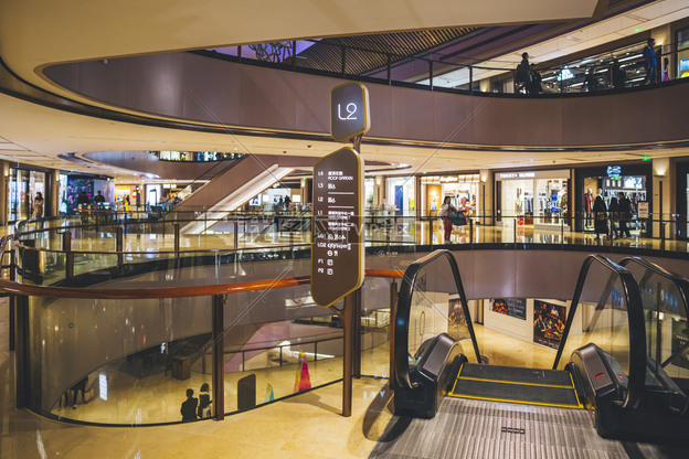 商场景观扶梯口摄影图照片