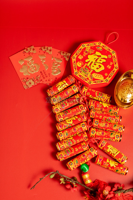 新年过年春节喜庆红包金元宝静物
