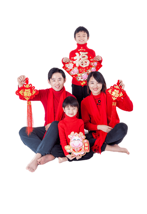 新年喜庆全家福高清摄影图免抠元素