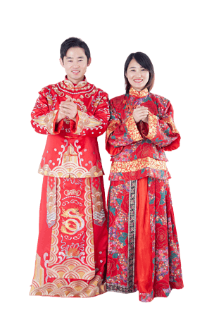 新年喜庆秀禾装情侣高清摄影人像图免抠元素