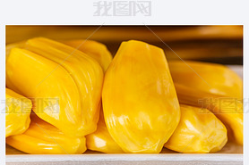 Piece of yellow jackfruit meat balls.closeup shot. (jackfruit) 