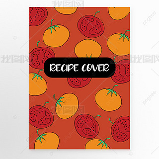 番茄食谱封面卡通红色海报